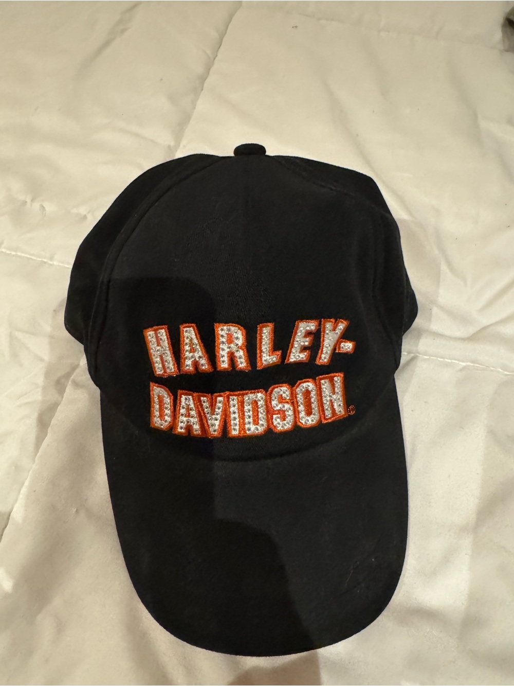 Harley-Davidson Black Hat with Rhinestones on Embroidered Logo